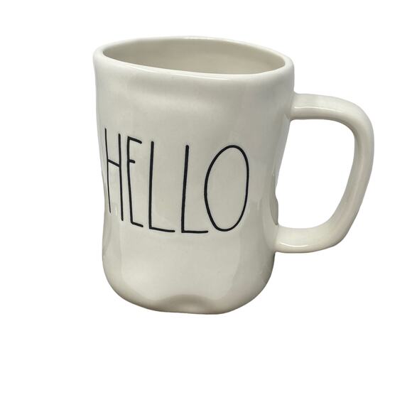 Rae Dunn Artisan Collection By Magenta HELLO White Ceramic Farmhouse Coffee Mug - Picture 5 of 7